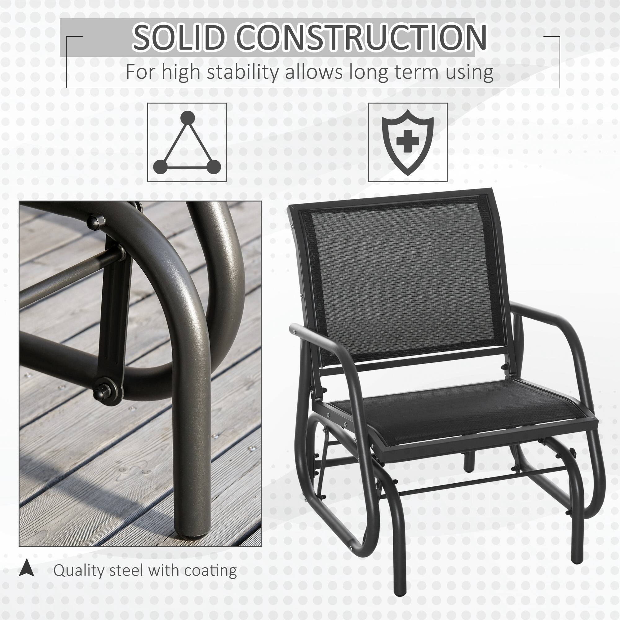 SOLID CONSTRUCTION  
For high stability allows long term using  

Quality steel with coating