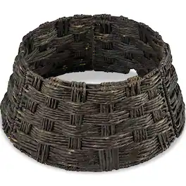 Best Choice Products - 24in Basket Woven Hyacinth Christmas Tree Collar, Skirt Accessory w/ Cord Cut-Out- Espresso - Espresso – Basket Weave