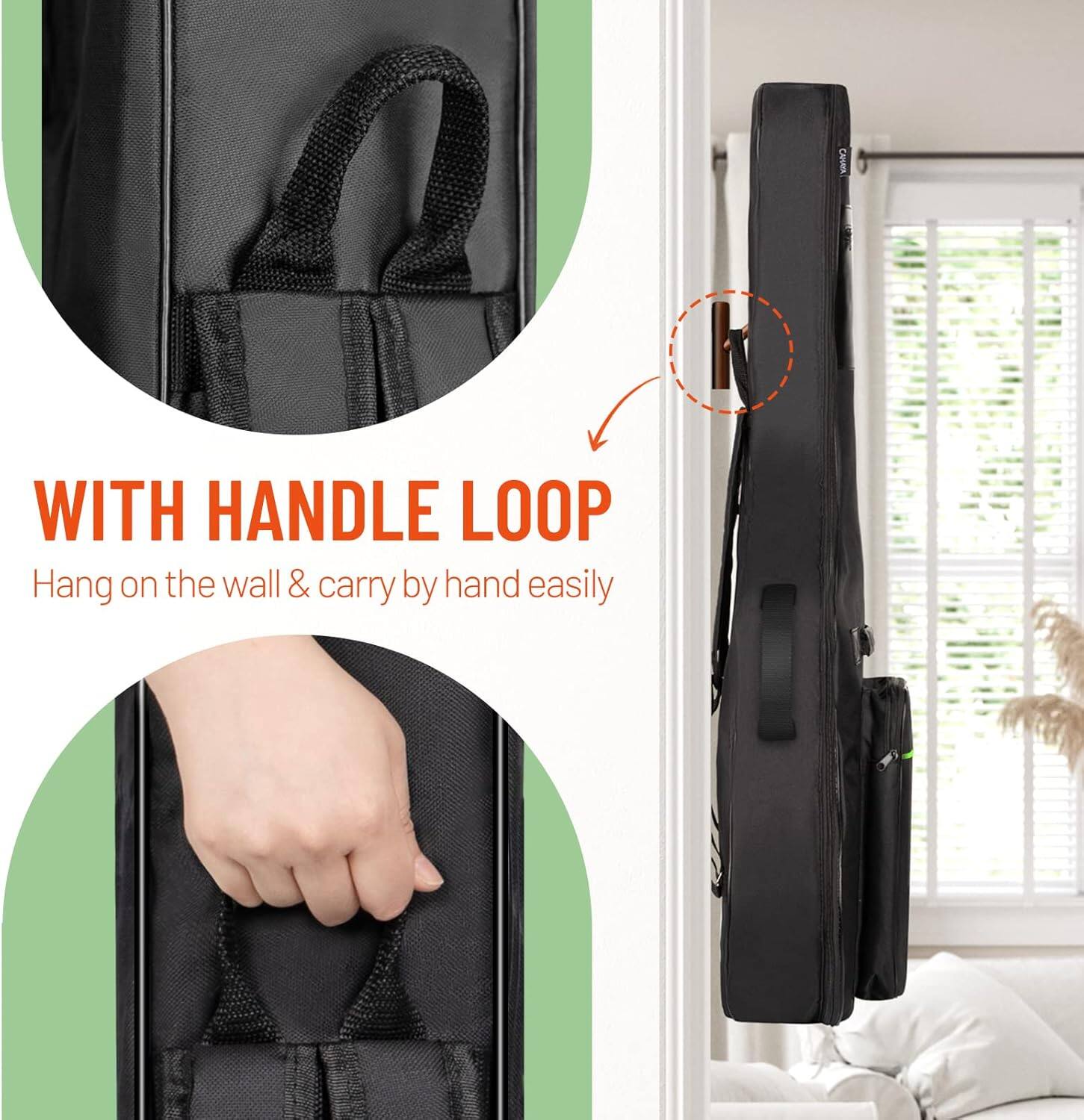WITH HANDLE LOOP  
Hang on the wall & carry by hand easily