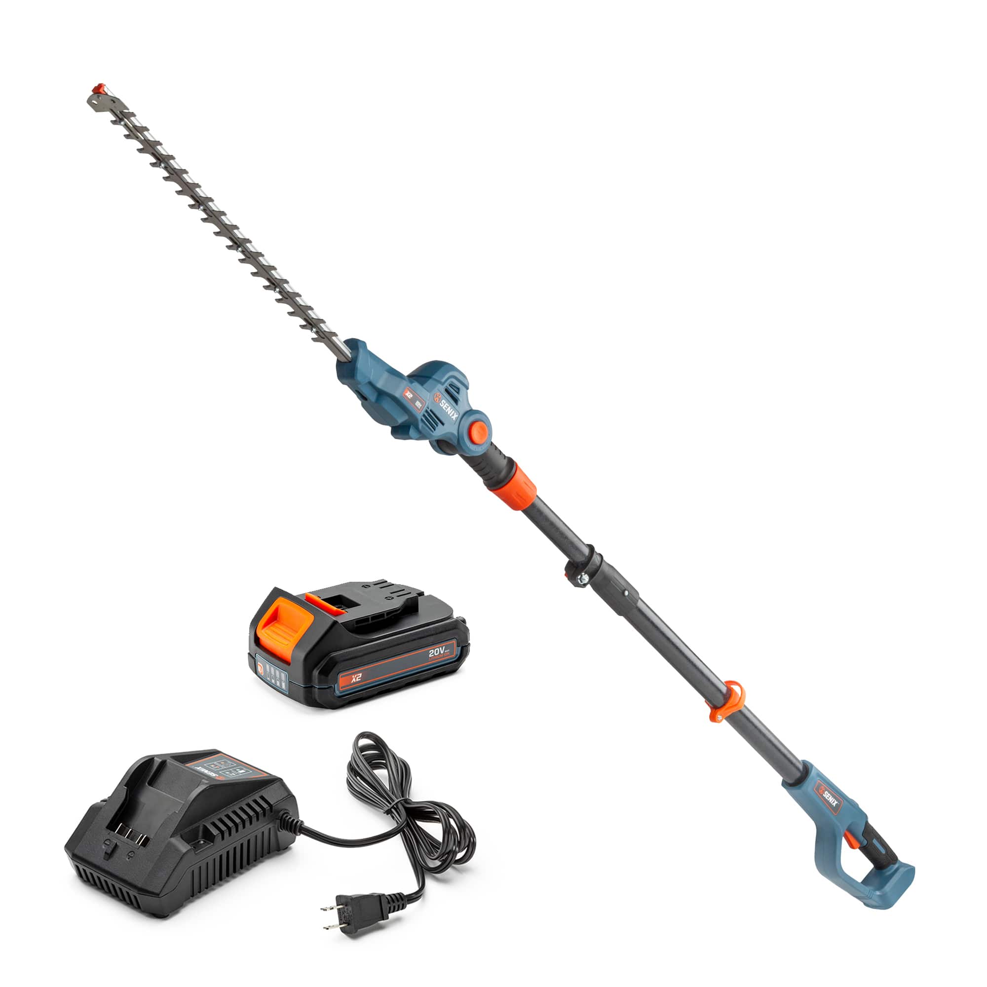 SENIX - X2 20V Max* 18" Cordless Pole Hedge Trimmer (2.5 Ah Battery & Charger Included) - Blue
