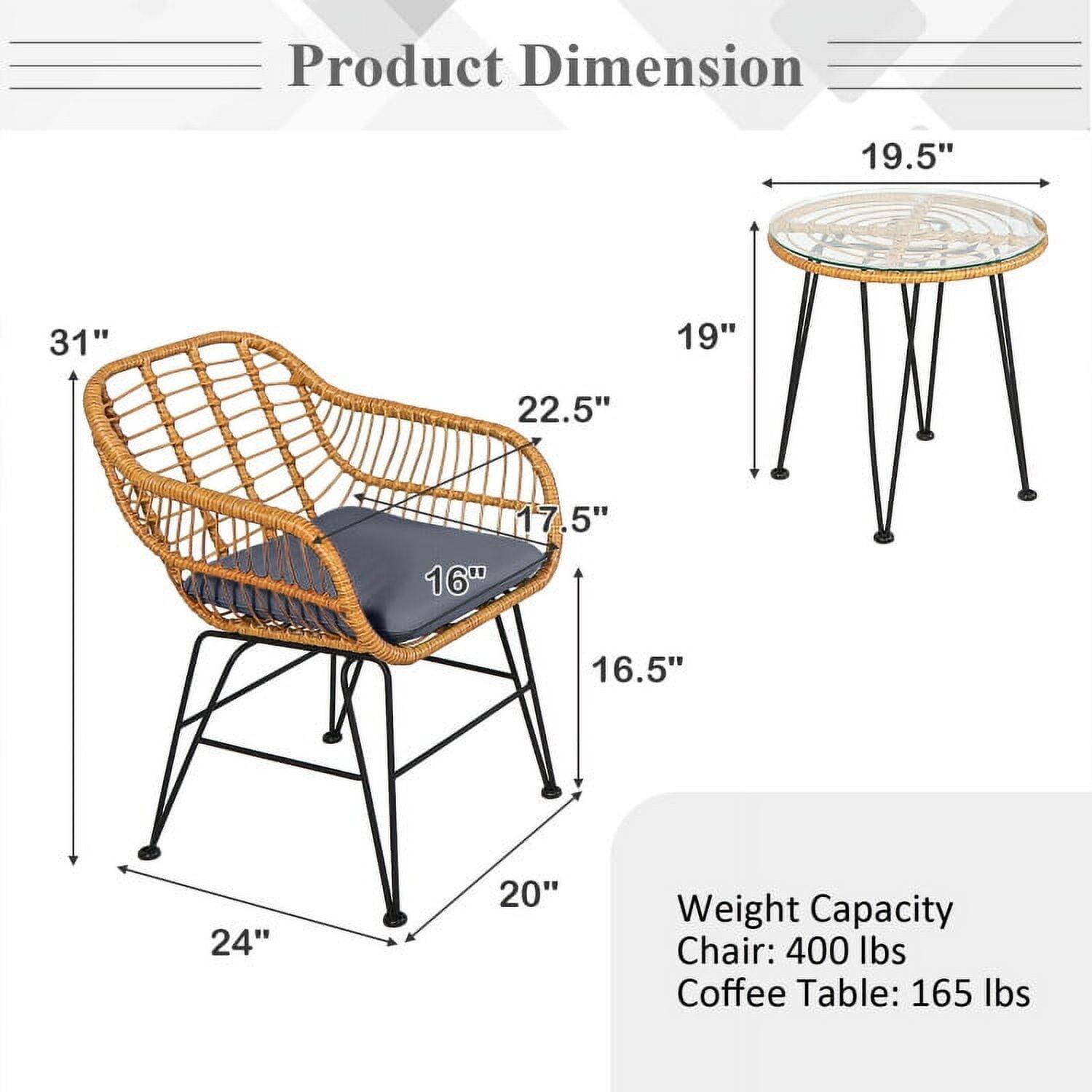 Product Dimension  
19.5" 31" 19" 22.5" 17.5" 16" 16.5" 24" 20"  
Weight Capacity  
Chair: 400 lbs  
Coffee Table: 165 lbs