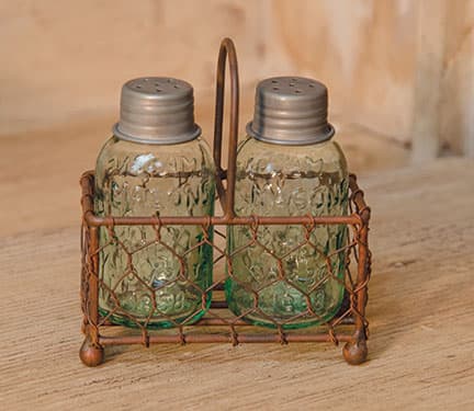 BreeBe - Chicken Wire Caddy W/Shakers - Brown