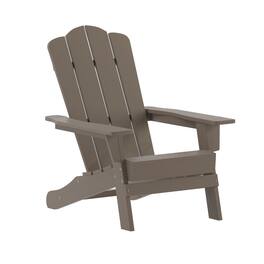 Emma + Oliver - Tiverton Set of 4 Adirondack Chairs with Cup Holders, Weather Resistant HDPE Adirondack Chairs - Brown