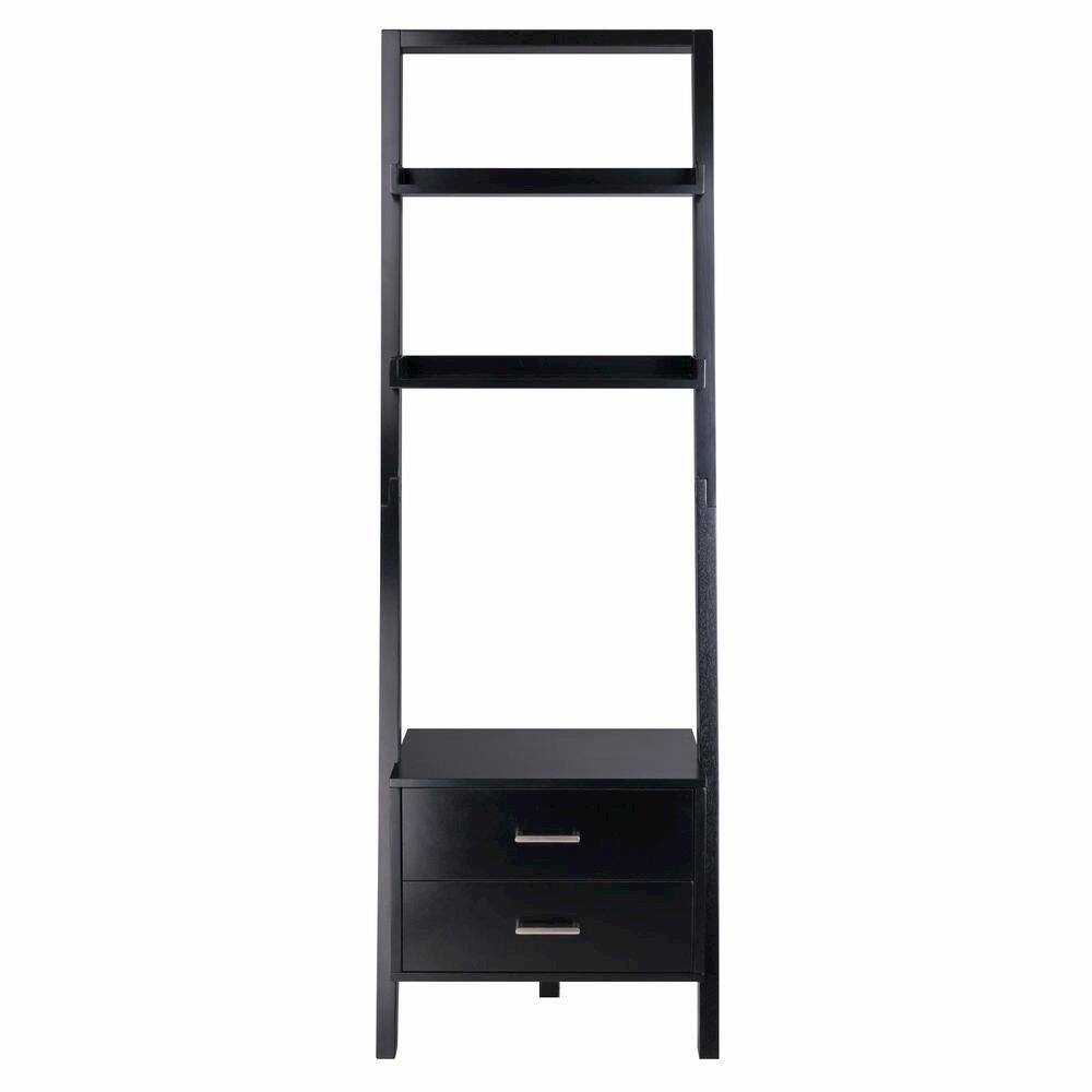 Alt View 1. FurniFact - Black Leaning Shelf - Black.