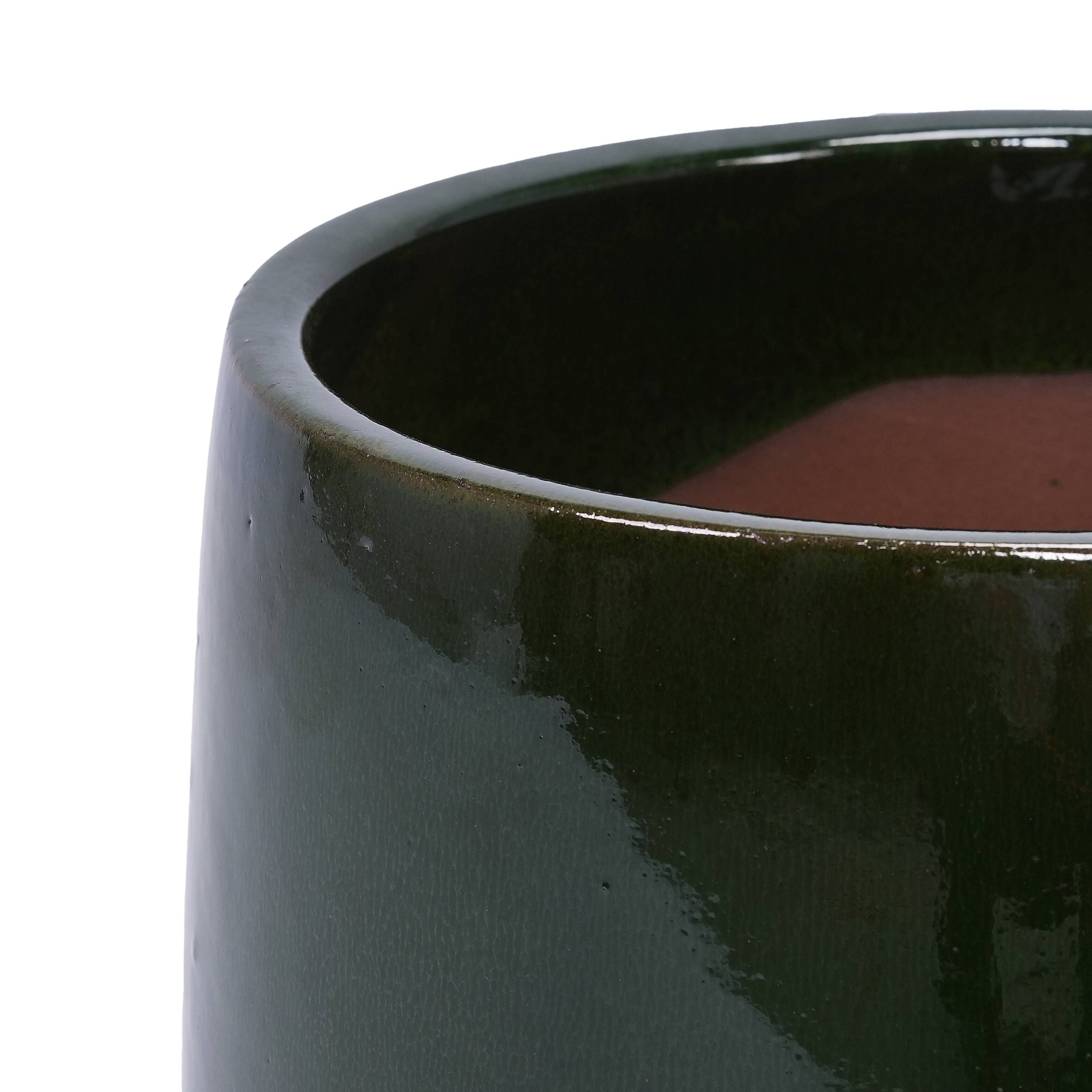 Alt View 9. Loheer - Ceramic Planter Set Loheer Handmade Glazed Plant Pots Set of 4 Deep Green Clay Pots with Drainage for Indoor Outdoor.