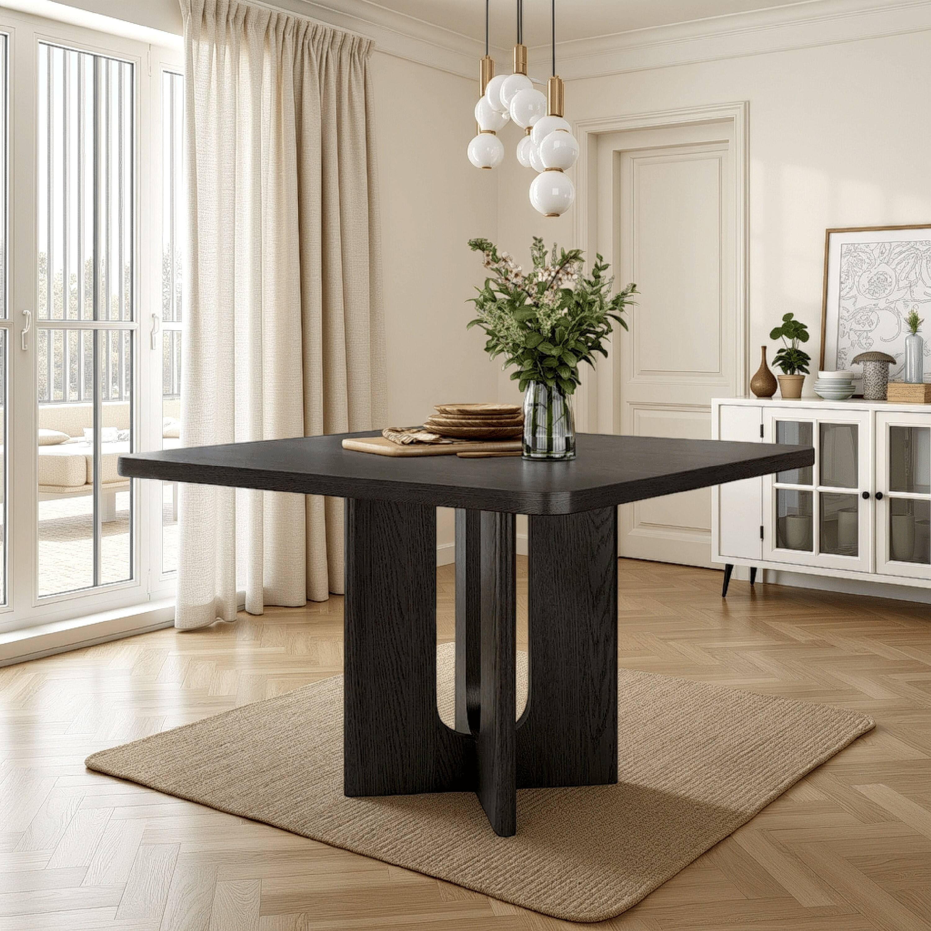 Alt View 5. Manhattan Lane - Zoko Square Counter Height Dining Table, Pedestal Base, Ash Gray Wood - Ash Gray.