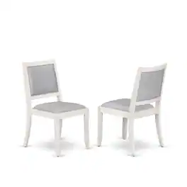 Luxe - Dining Room Chair with Light Gray Faux Leather and upholstered back - Antique White