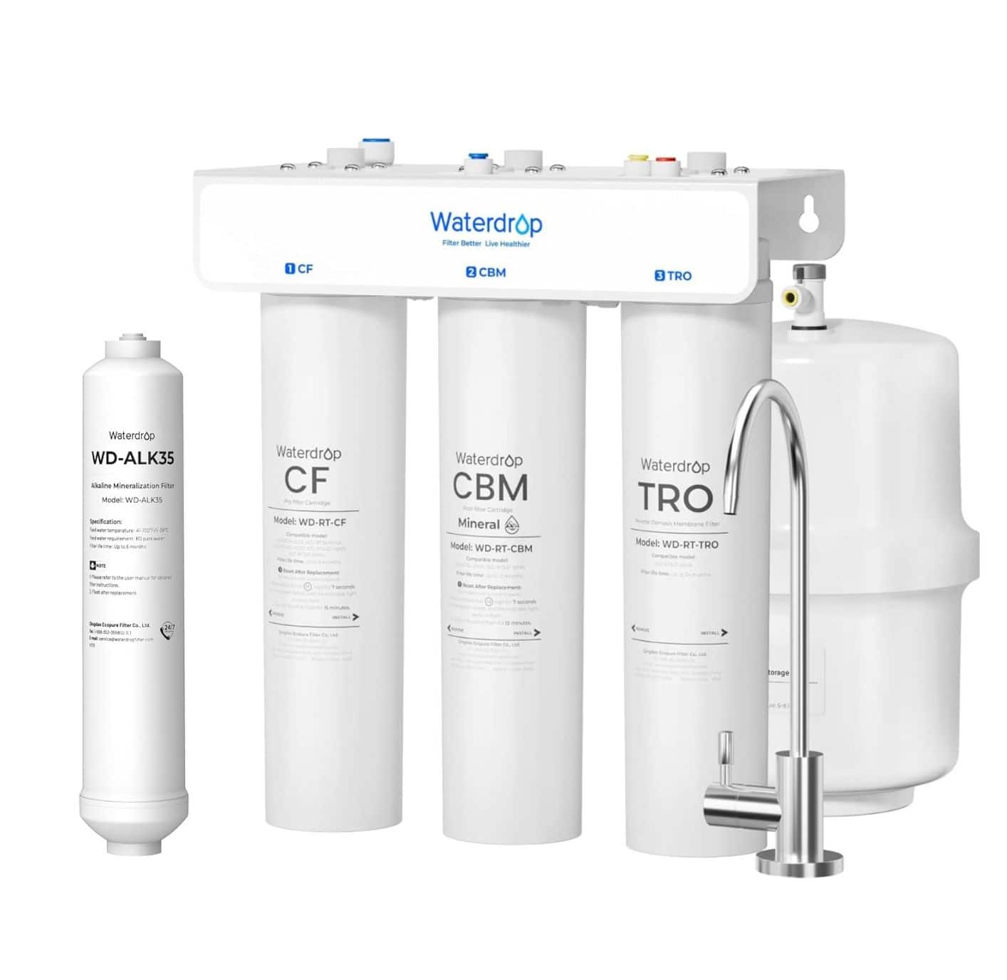 Waterdrop - T3-T Remineralization Reverse Osmosis System, No Power Needed, Under-Sink RO Water Filter, EXTRA ALK35 Filter - White price history on PriceWatchPro