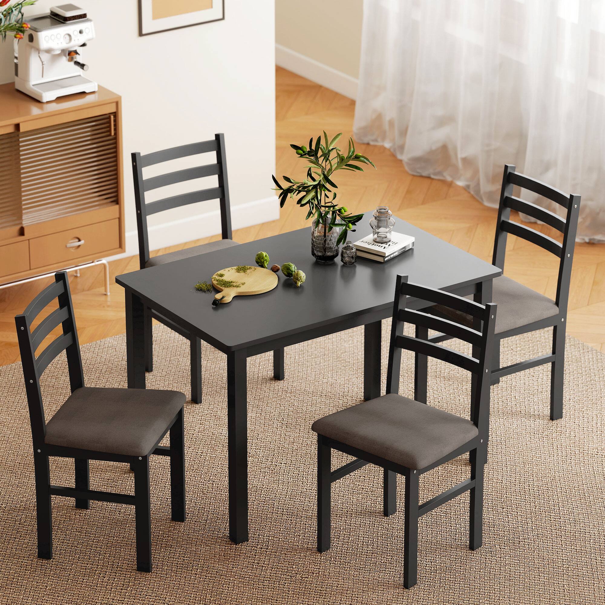 Alt View 1. Homcom - Small Kitchen Table Set for 4 - Black.