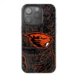 Keyscaper - NCAA - Oregon State Beavers Paisley Bling iPhone Case - 14 - Black
