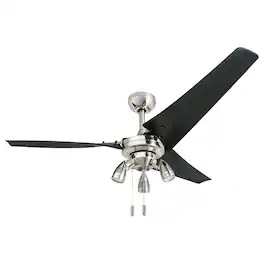 Honeywell - Phelix 56 Inch Indoor LED Ceiling Fan with Light & Pull Chain, Nickel - Brushed Nickel