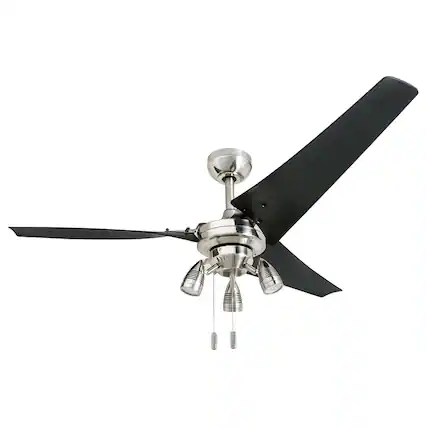 Front. Honeywell - Honeywell Phelix 56 Inch Indoor LED Ceiling Fan with Light & Pull Chain, Nickel - Brushed Nickel.