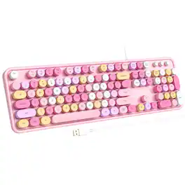 METALTON - Large Print Computer With Number Pad For Pc Laptop Desktop Windows 7 8 10 11 Colorful - Pink Colorful