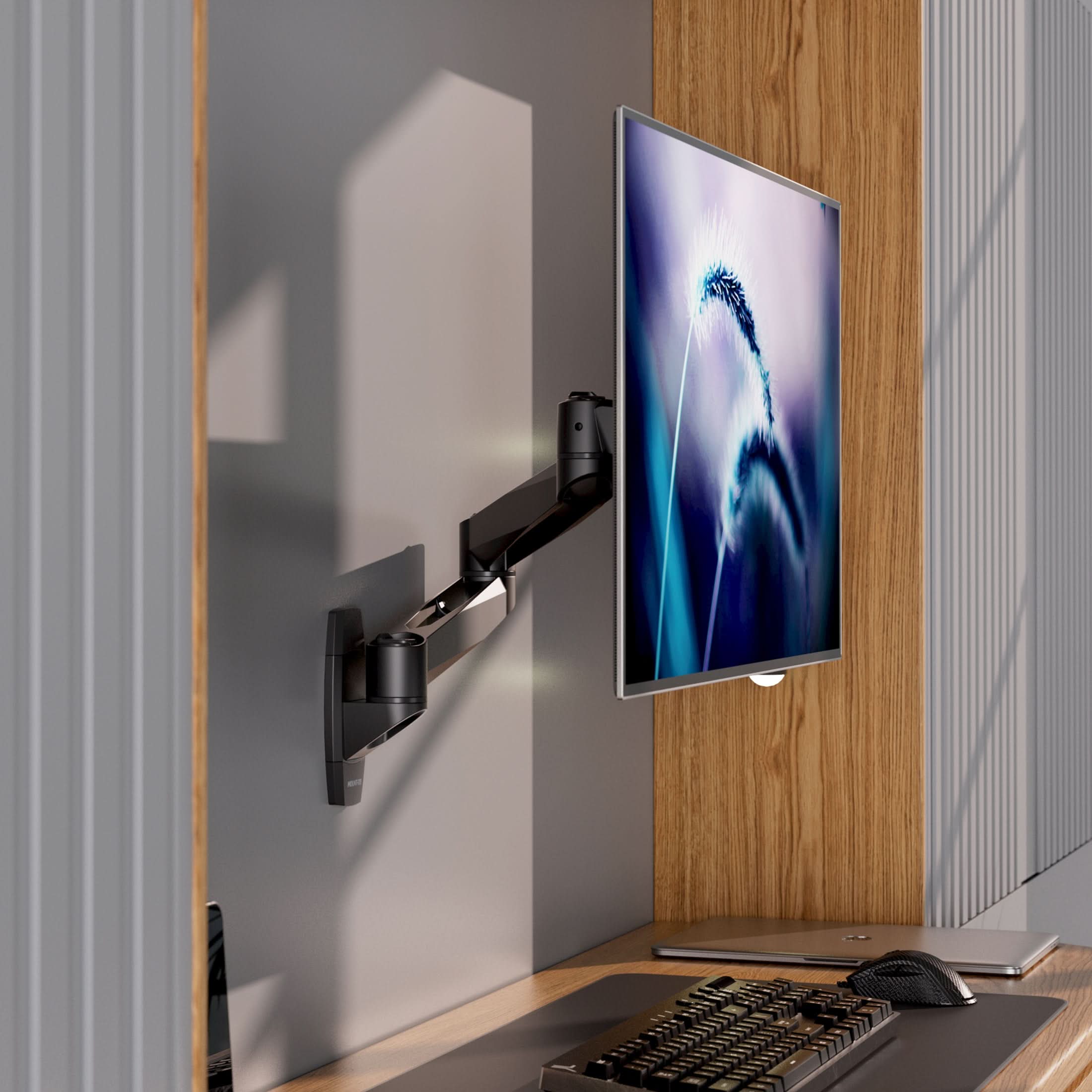 Angle. Mount-It! - CLiX Series Multi-Jointed Monitor Wall Mount for 13"-34" Screens, Swivel & Tilt, Black - Black.