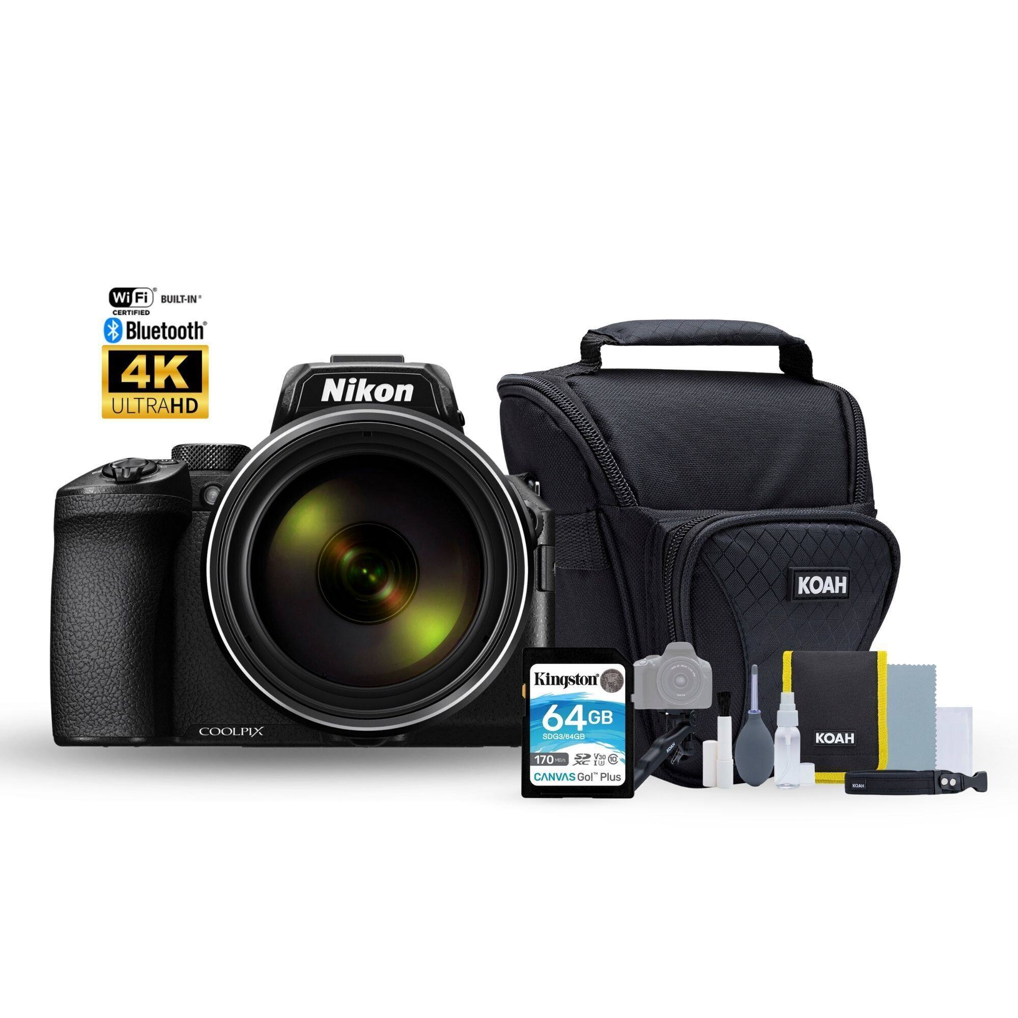 Wi-Fi BUILT-IN  
Bluetooth  
4K ULTRAHD  
Nikon COOLPIX  
Kingston 64GB CANVAS Go! Plus  
KOAH