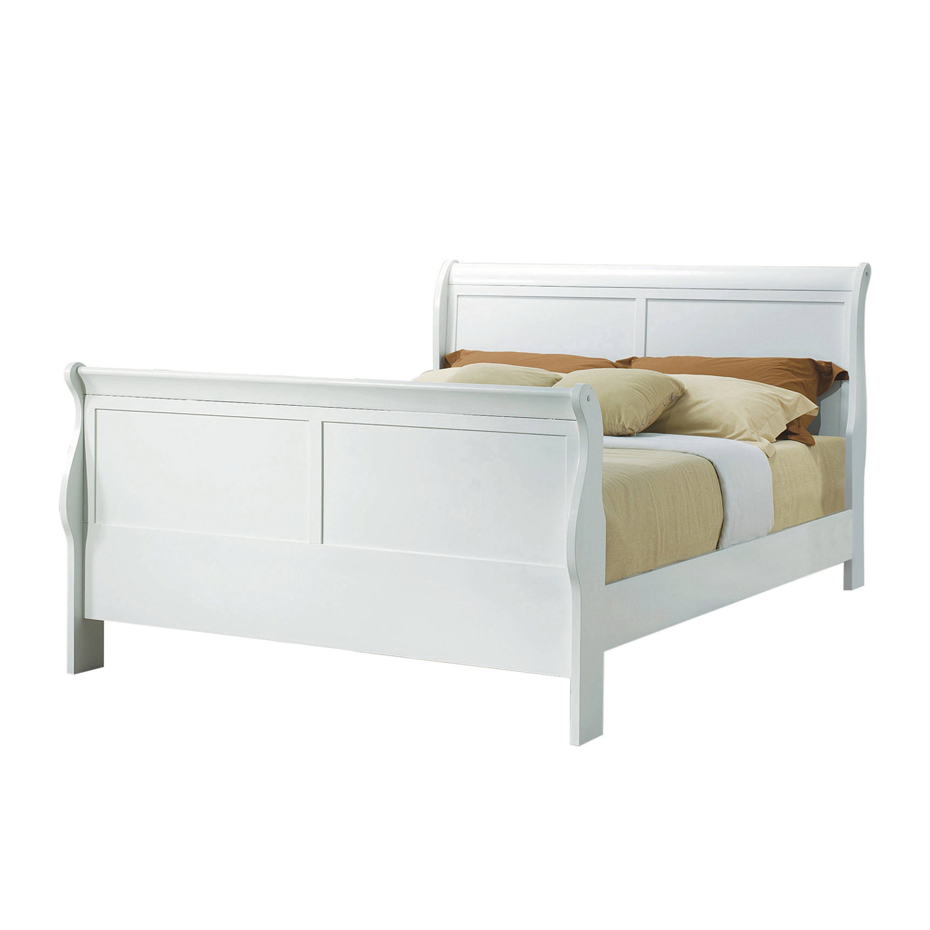 Alt View 2. Manhattan Lane - Classy Transitional Style Queen Size Sleigh Bed, White - White.