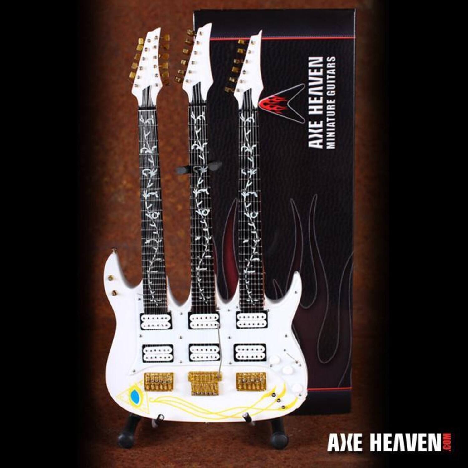 Steve Vai - Axe Heaven Steve Vai Signature JEM Triple-Neck W/ Seeing Eye Pyramid Mini Guitar Replica - Collectibles