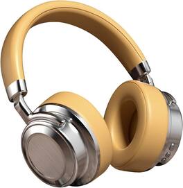 RISOKEYS - Wireless Over-Ear Bluetooth Headphones, Active Noise Cancelling, Leather Cushions, for Office, Travel, Music Lovers - Brown