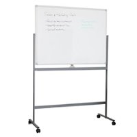 Mind Reader - Rolling Double-Sided Dry Erase Magnetic Board, Board Size: 47 x 35.5, Overall Size 49.5"L x 21"W x 73.5"H - White - Front_Zoom