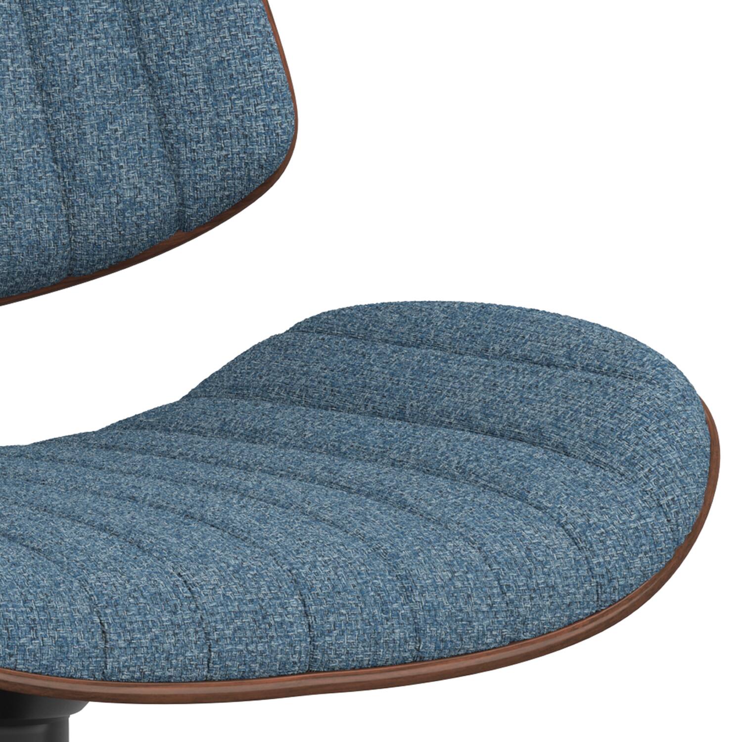 Alt View 2. Simpli Home - Novak Mid Century Modern 33 inch Adjustable Swivel Bar Stool in Denim Blue Woven Polyester Fabric - Denim Blue.