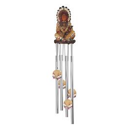 FC Design - 23" Long Native American Chief Round Top Wind Chime Native American Outdoor Patio or Garden Hanging Decoration - Multi-Color
