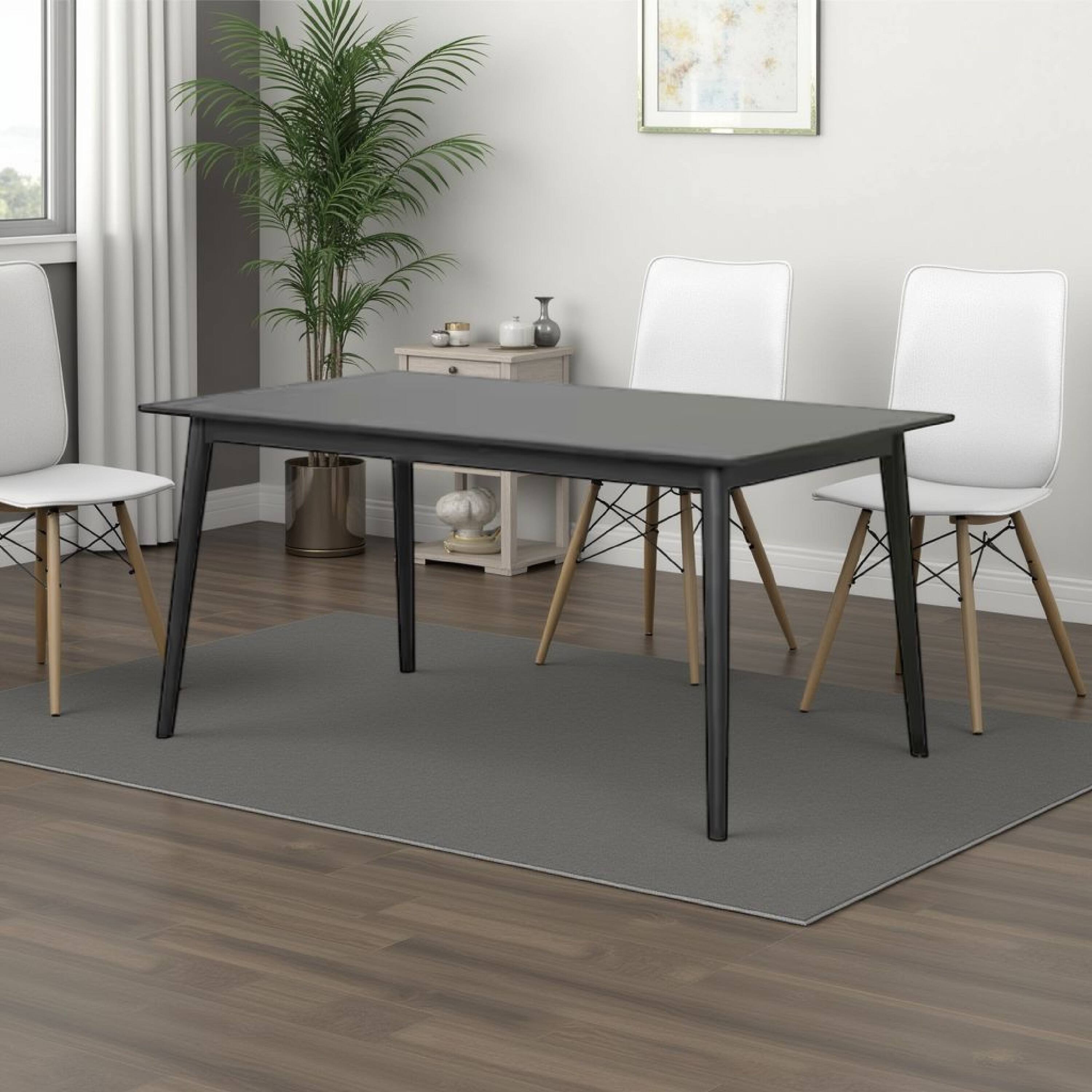 Alt View 5. Manhattan Lane - Baylee Rectangular Dining Table, Straight Legs, 60 Inch Black Wood Top - Black.