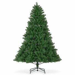 Sweetcrispy - Classic Spruce Hinged Artificial Christmas Tree w/ Foldable Base - Green