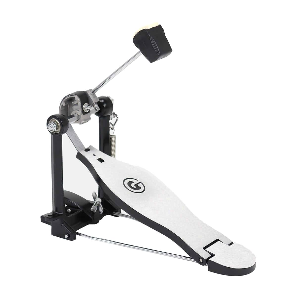 Front. Gibraltar Hardware - 4000 Series Strap Drive Bass Drum Pedal, Lightweight All-Metal Frame, with G-Stamped Footboard Dual Surface Beater.