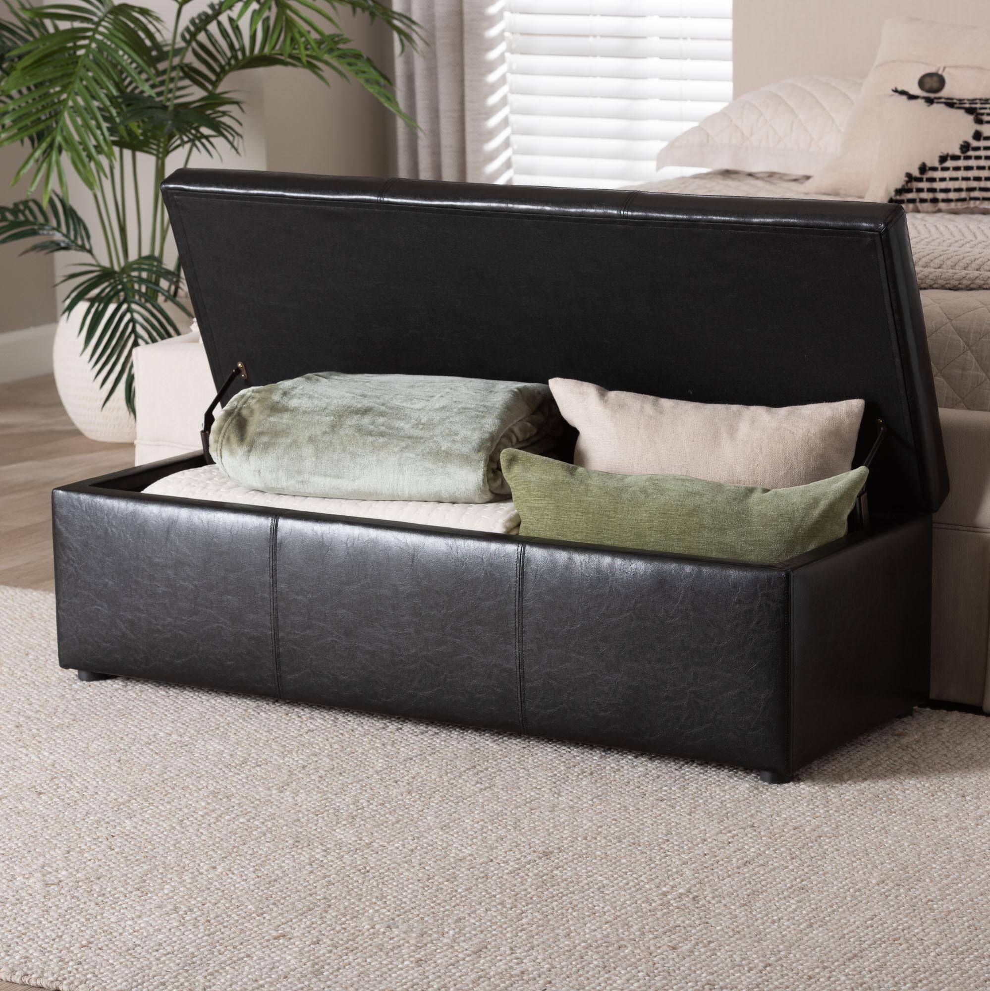 Alt View 6. Baxton Studio - Dennehy Brown Modern Ottoman - Black.