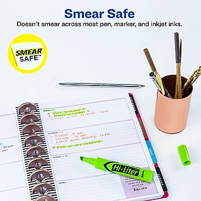 SmeaR Safe  
Doesn't smear across most pen, marker, and inkjet inks.

SMEAR SAFE

7pm with friends  
Dinner 7pm  
Pilates 10am  
HIKING with Ashley  
Lunch  
PIECE  
Dry JULY SUNDAY  
Hi-Liter  
MOTES  
AUGUST 3