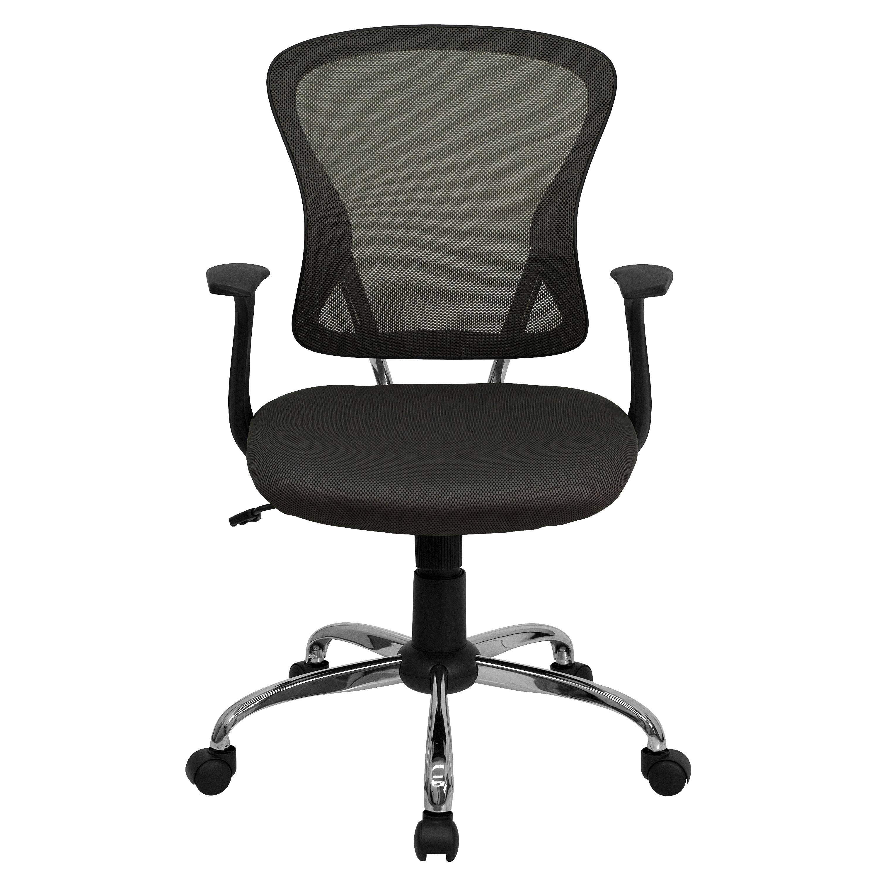 Alt View 7. Emma + Oliver - Mid-Back Mesh Swivel Task Office Chair with Chrome Base and Arms - Dark Gray.