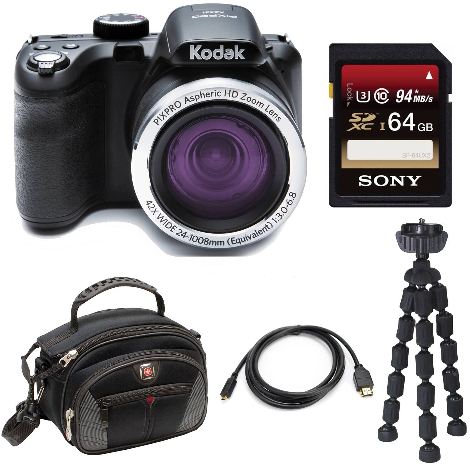 Kodak PIXPRO Aspheric HD Zoom Lens Lock * 3 C 10 94MB/s F SP 64 XC I GB SF-64UX2 42X 1:3.0-6.8 WIDE 24-1008mm (Equivalent) SONY