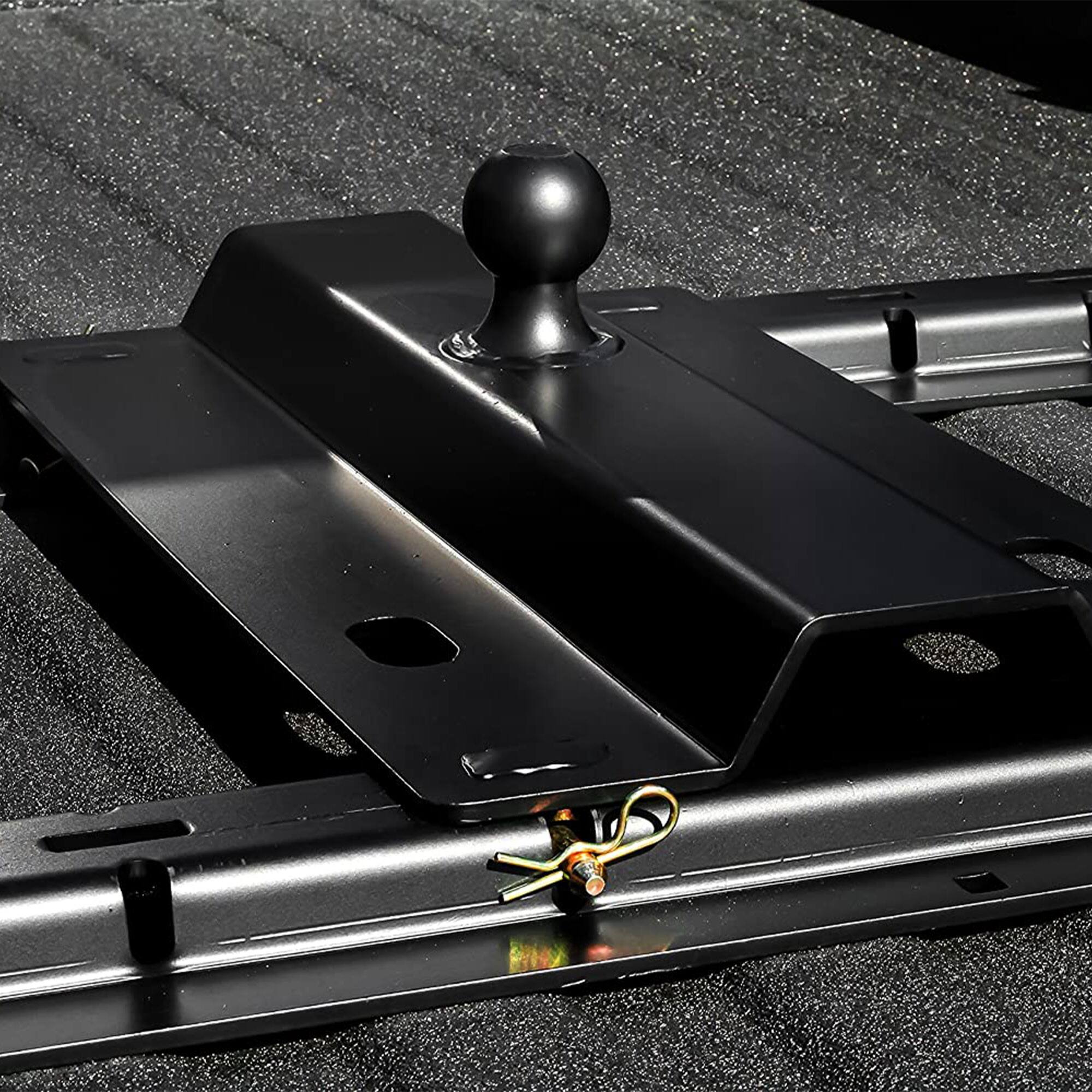 Alt View 8. Camco - Camco EazLift Universal Fit Gooseneck Ball Plate for In-Bed 5th Wheel Rails - Black.