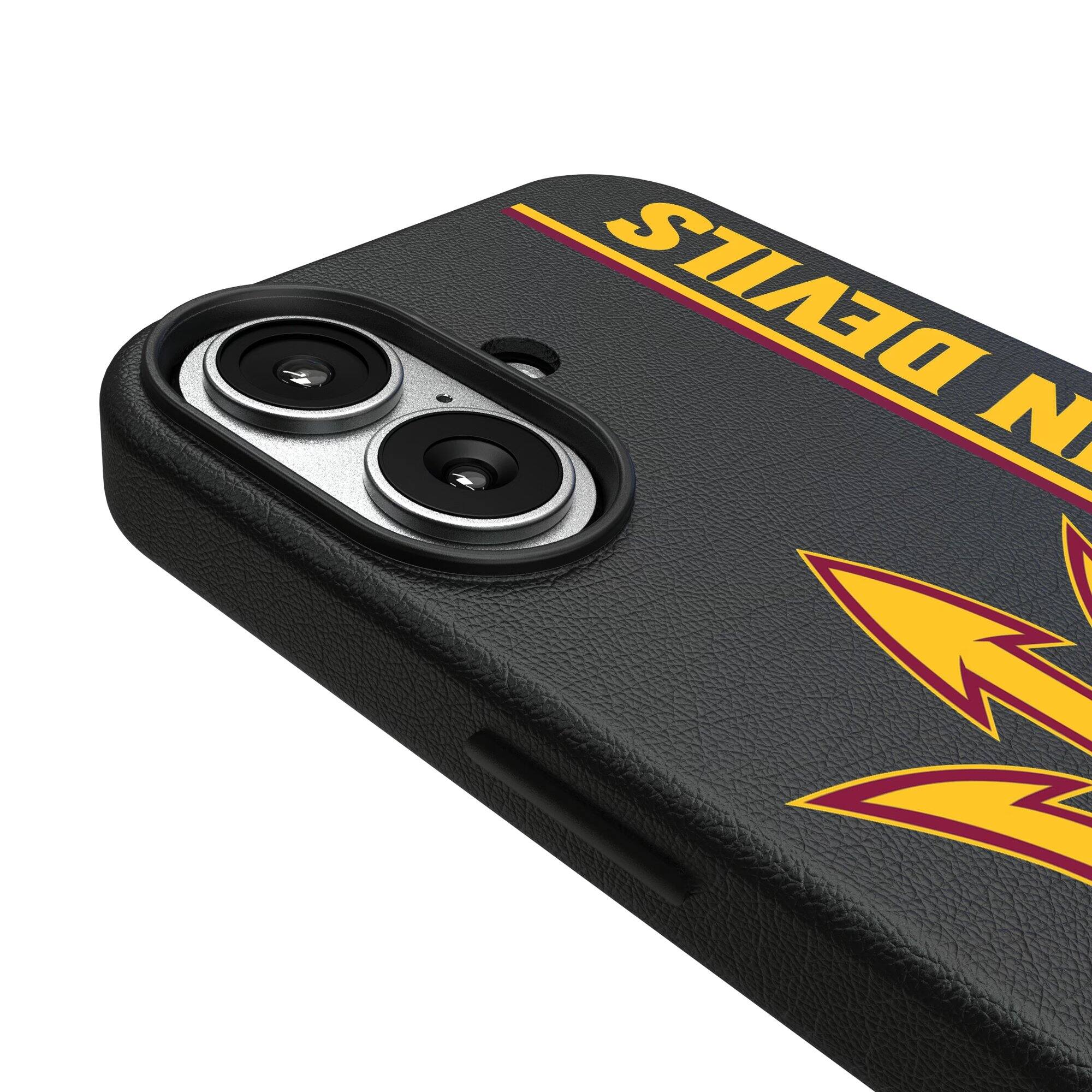 Alt View 2. Keyscaper - Arizona State Sun Devils iPhone Magnetic Bump Case - 15 Pro - Black.