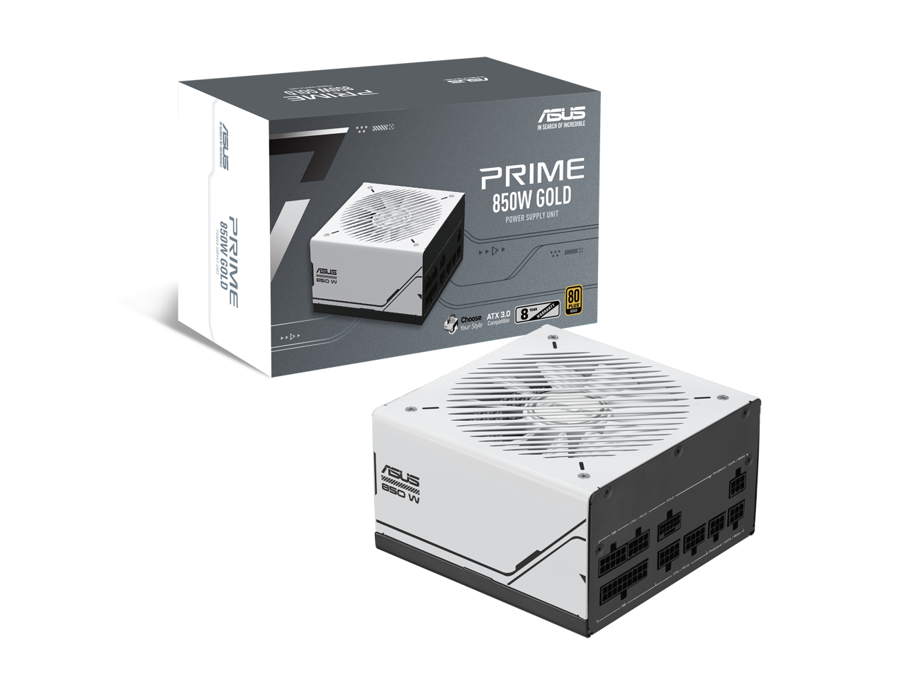 ASUS - Prime 850W Gold, ATX 3.0, Modular, 80+ Gold, Dual Bearings, 2 Colors, 8-Year Warranty