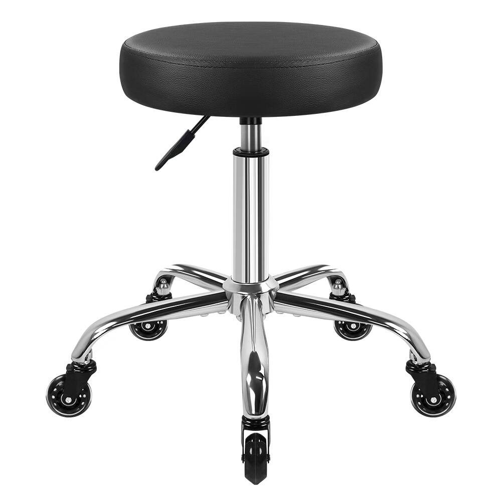Front. KKTONER - KKTONER Black Modern Salon Swivel Chair Wheeled Design Thickened Seat Cushion Height-Adjustable Swivel Seat - Black.