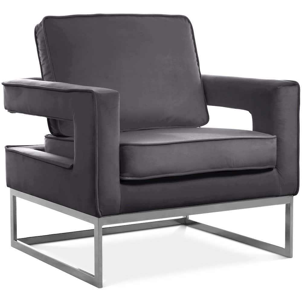 Meridian Furniture - Noah Grey Velvet Accent Chair - Gray