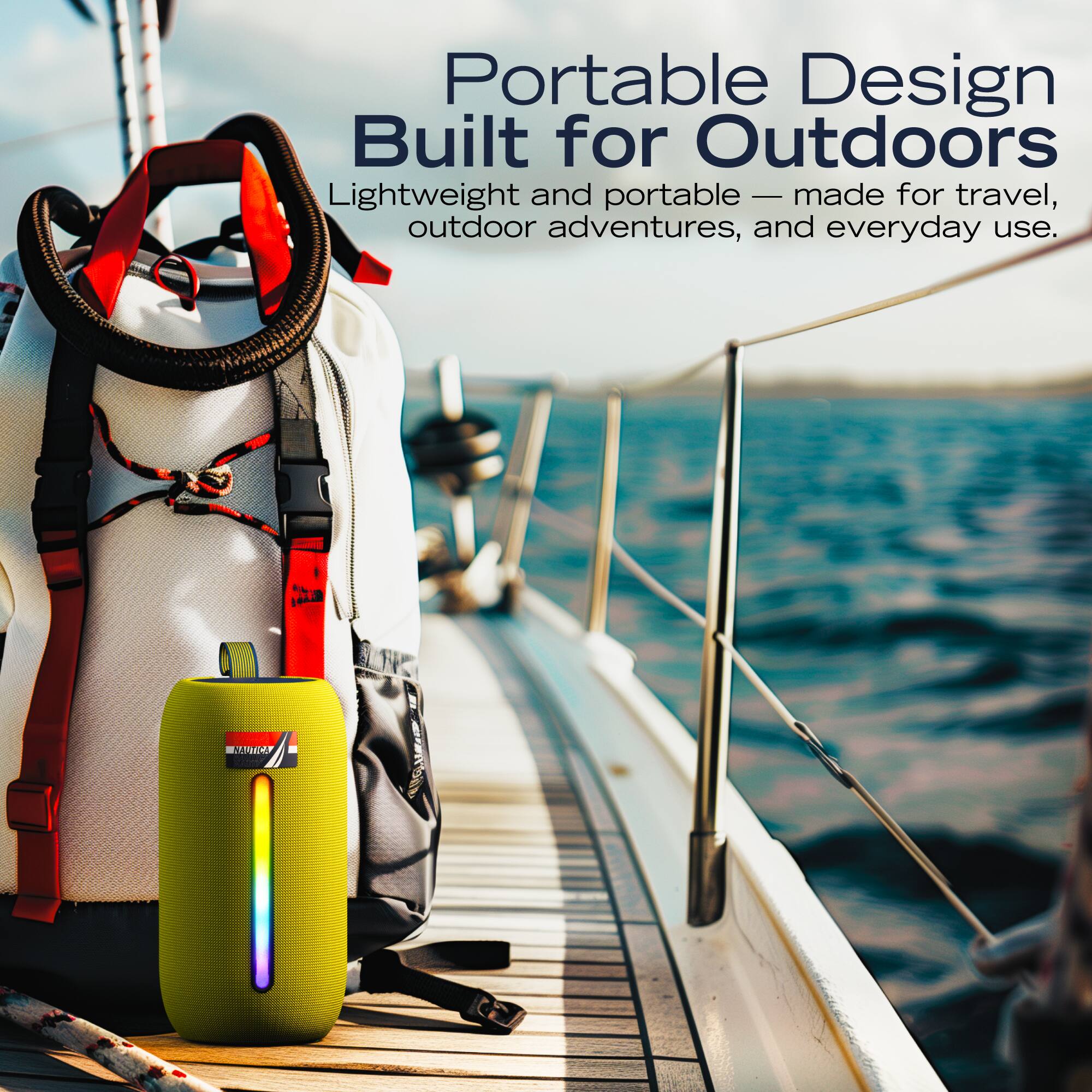 Portable Design Built for Outdoors  
Lightweight and portable — made for travel, outdoor adventures, and everyday use.