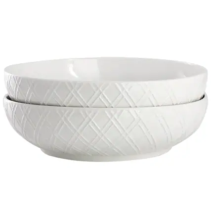 Front. Gibson - Gibson Home Great Essentials 2 Piece Fine Ceramic 8.2in Dinner Bowl Set in White - White.