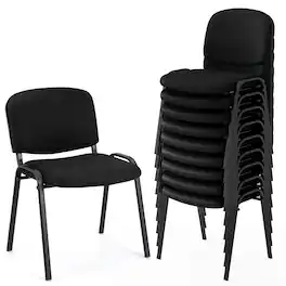 Gymax - Set of 10 Office Guest Chair Stackable Reception Chair Waiting Conference Room - Black