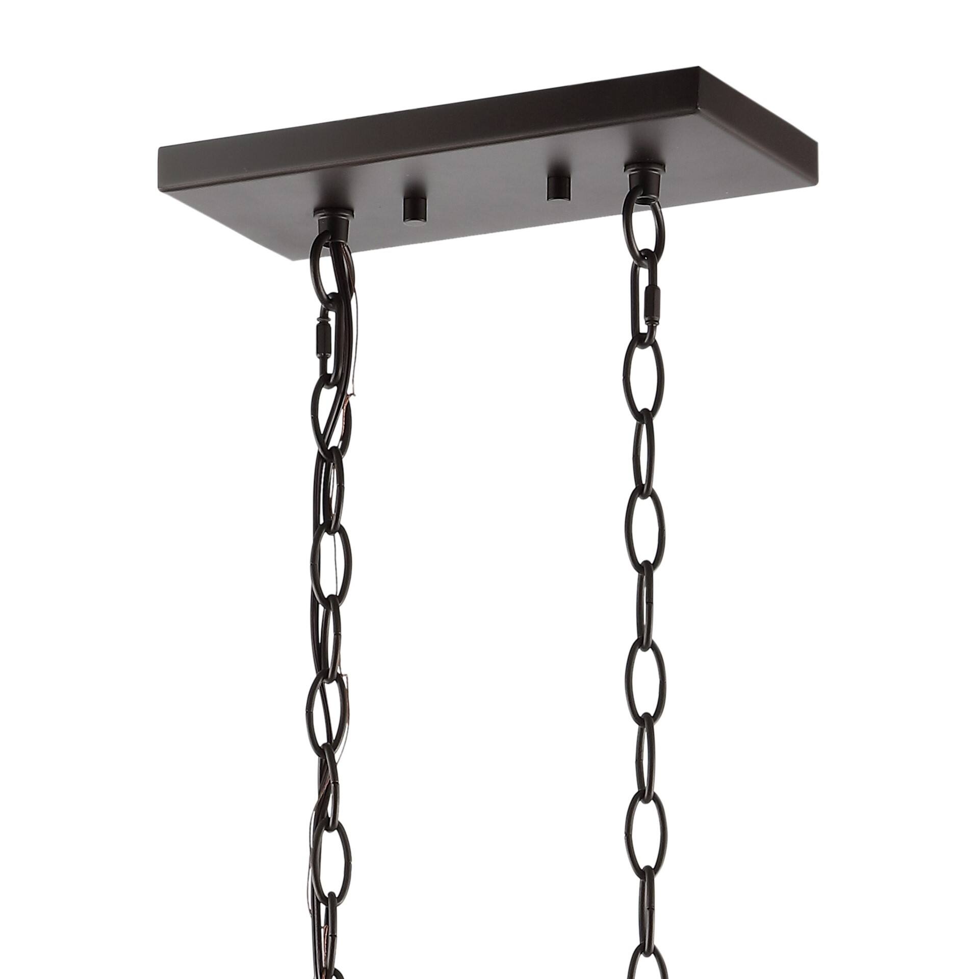 Alt View 4. Jonathan Y - Jayden 36" 3-Light Industrial Farmhouse Iron/Glass Linear LED Pendant, Oil Rubbed Bronze/Clear - Oil Rubbed Bronze.