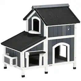 Pawhut - Cat House with Weather-resistant Roof & Garden Bed