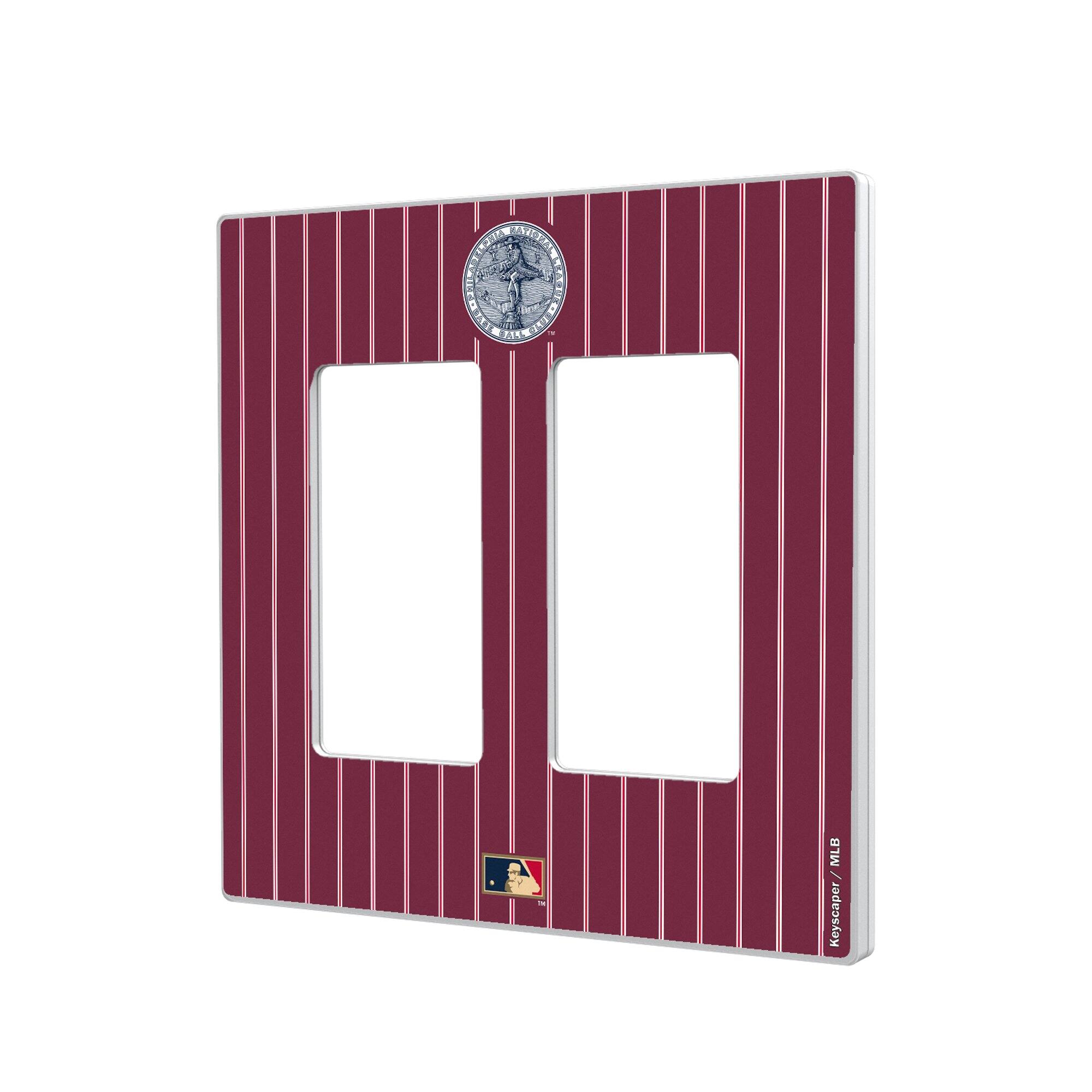Keyscaper - 1915-1943 Cooperstown Pinstripe Double Rocker Light Switch Plate - Multicolor