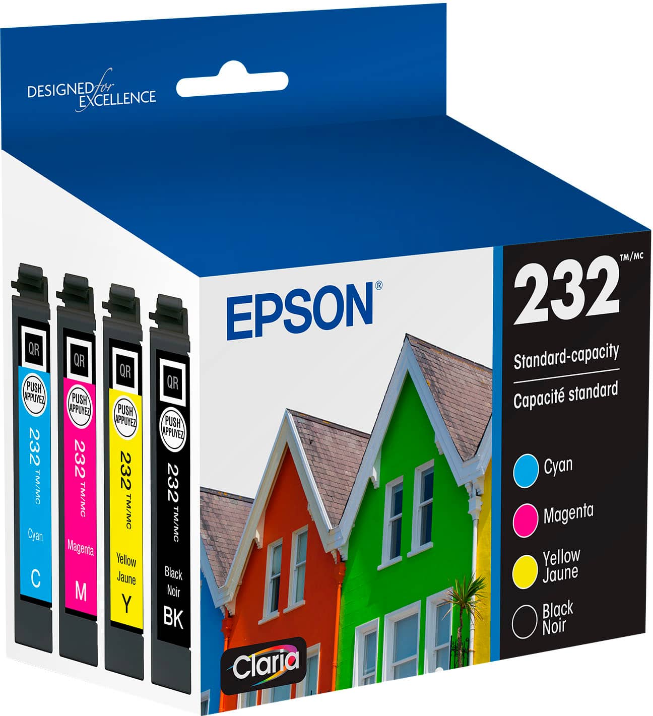 Epson - 232 Claria Ink Standard Capacity Black & Color Cartridge Combo Pack (T232120-BCS) - Black/Cyan/Magenta/Yellow - Front_Zoom