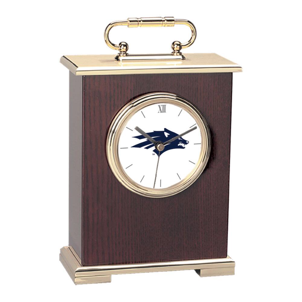 Front. Jardine - Nevada Wolf Pack Gold Logo Carriage Clock - Gold.