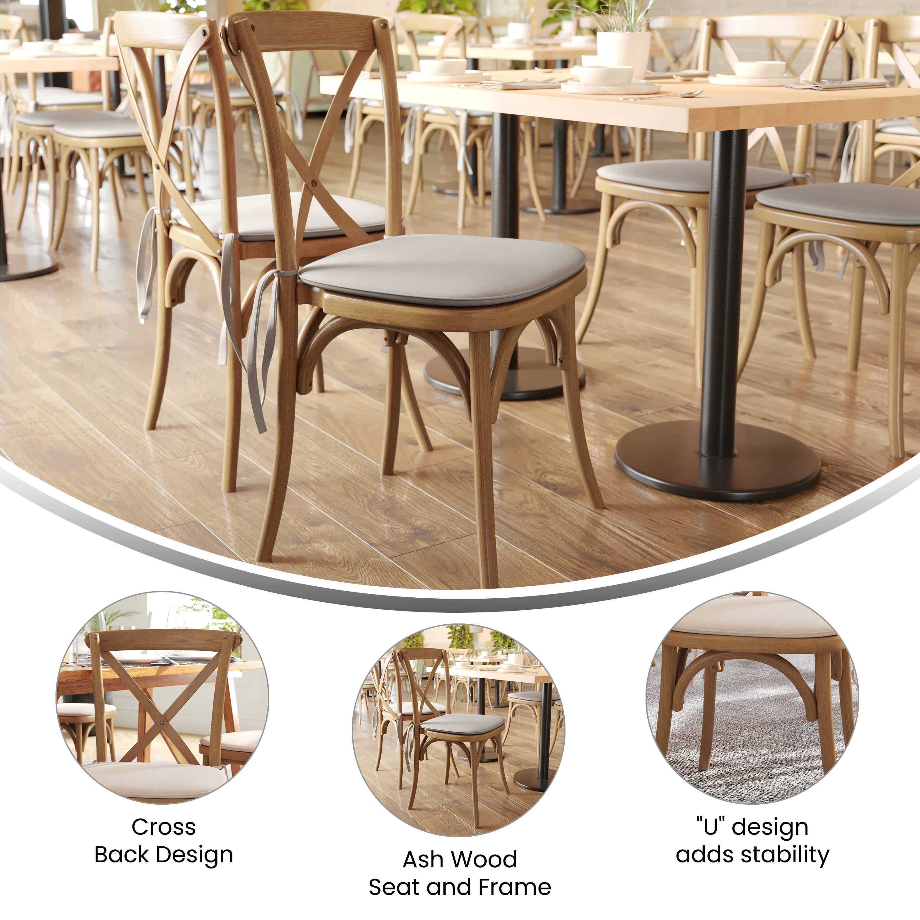 Cross Back Design  
Ash Wood Seat and Frame  
"U" design adds stability