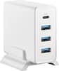 Front. Insignia™ - 47W 4-Port Wall Charger with 1 USB-C & 3 USB Ports with 4 ft. Power Cord for Smartphones, Tablets and More - White.