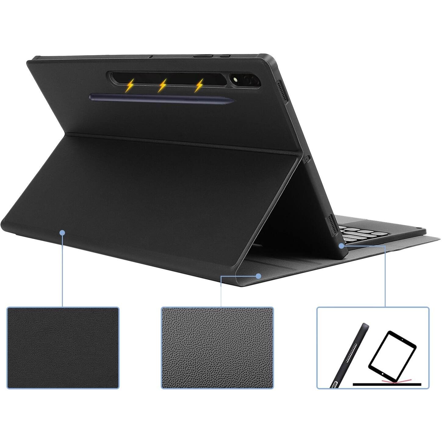 Alt View 14. SaharaCase - Keyboard Case for Samsung Galaxy Tab S8 Ultra - Black.