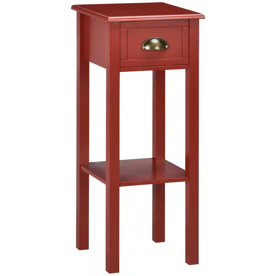 Red Shelf Table Homcom Side Table with Drawer and Shelf Red 838-130RD - Best Buy