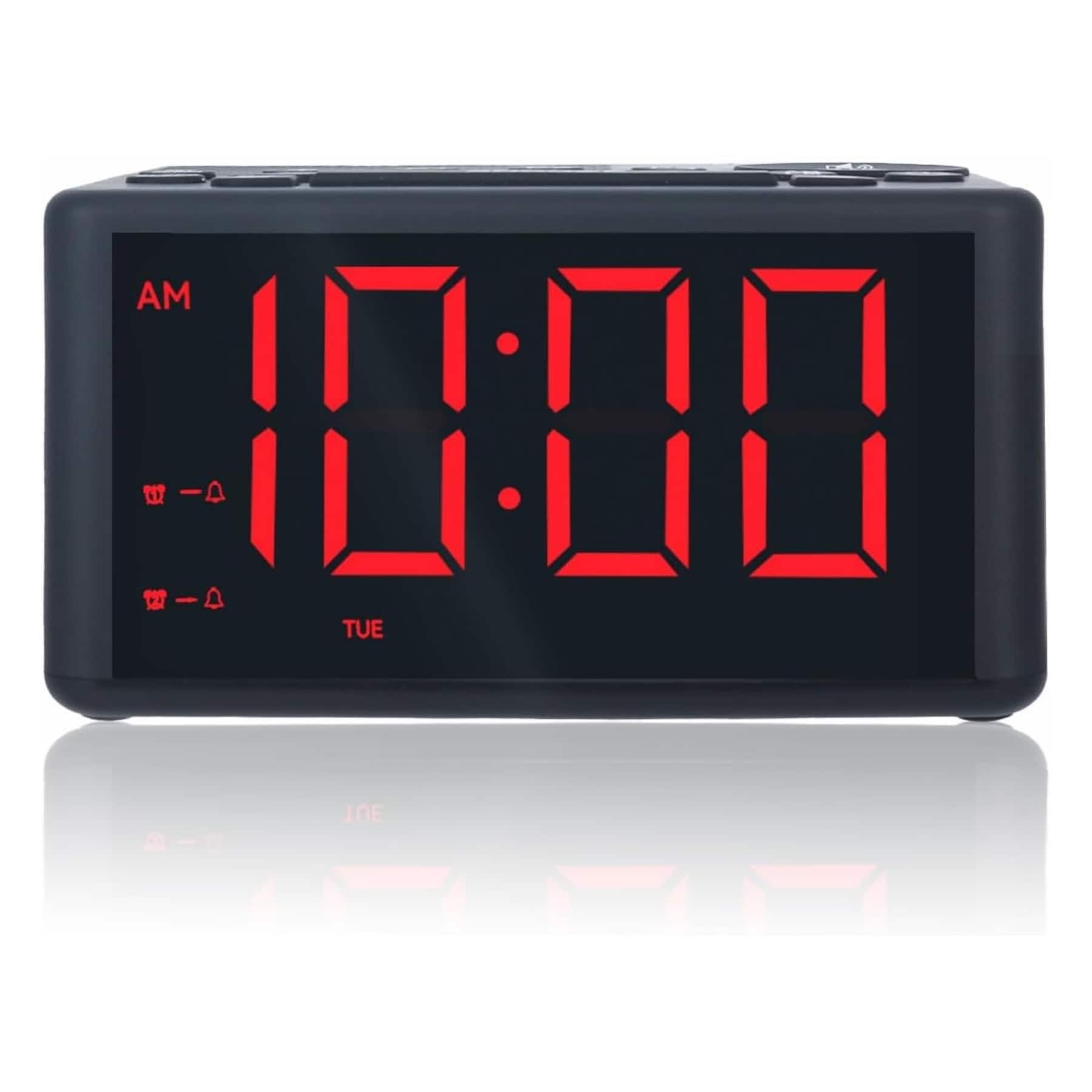Dazzed Corner - Digital Alarm Clock Radio with AM/FM, Dual Alarms, Snooze & Dimmable LED - Black